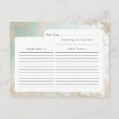 Abstracte Aqua Ombre Fade met Frosted Gold Glitter Aankondigingskaart (Achterkant)