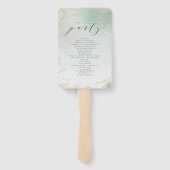 Abstracte Aqua Ombre Fade met Frosted Gold Glitter Handwaaier (Achterkant)