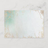 Abstracte Aqua Ombre Fade met Frosted Gold Glitter Informatiekaartje (Achterkant)