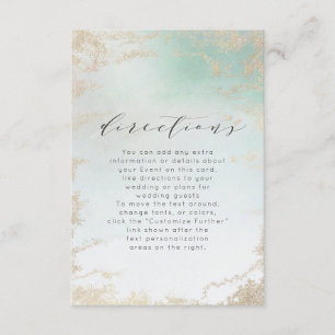 Abstracte Aqua Ombre Fade met Frosted Gold Glitter Informatiekaartje