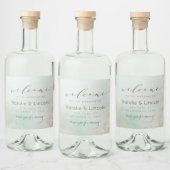 Abstracte Aqua Ombre Fade met Frosted Gold Glitter Likeurfles Etiket (Flessen)