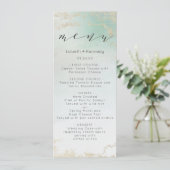 Abstracte Aqua Ombre Fade met Frosted Gold Glitter Menu (Staand voorkant)