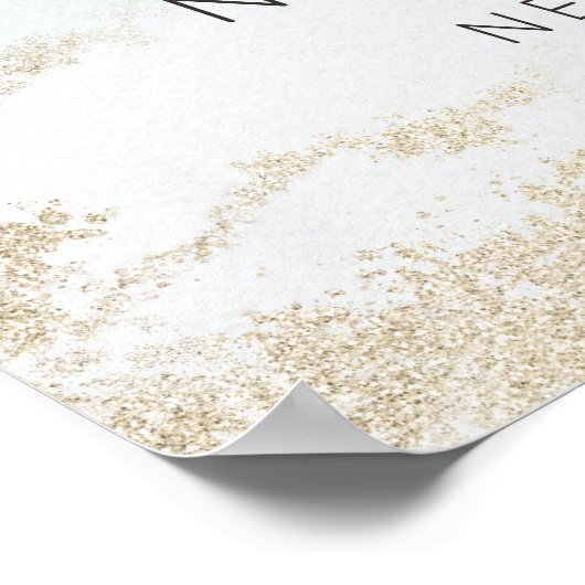 Abstracte Aqua Ombre Fade met Frosted Gold Glitter Poster (Hoek)
