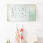 Abstracte Aqua Ombre Fade met Frosted Gold Glitter Spandoek (Insitu)