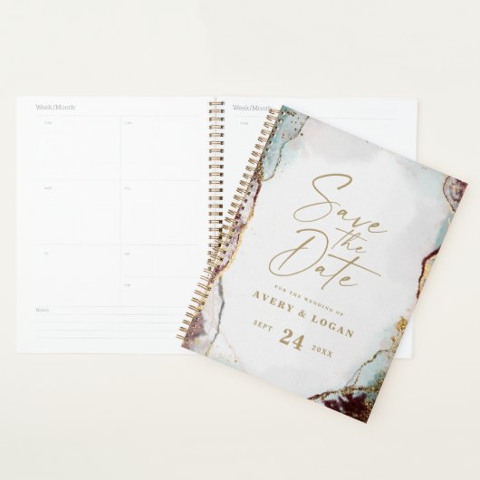 Abstracte Aqua Red & Gold wintertrouwplannen Planner (Display)