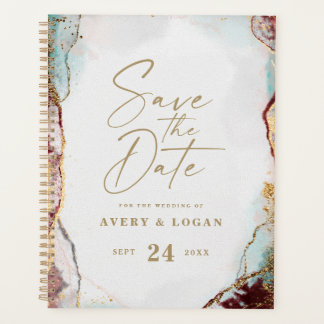 Abstracte Aqua Red & Gold wintertrouwplannen Planner