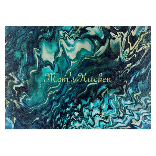  Abstracte Aqua Turquoise Cutting Board Snijplank (Voorkant)