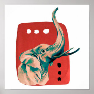 Abstracte Aquarel Afrikaanse Olifant Poster