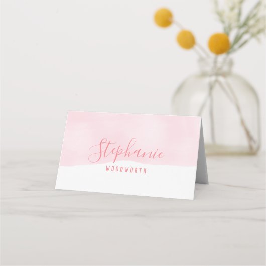 Abstracte aquarel Blush roze plaats kaart (Voorkant)