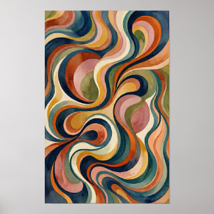 Abstracte Aquarel Golven Poster Vloeiend Organisch