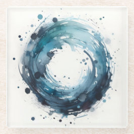 abstracte aquarel ring glazen onderzetter