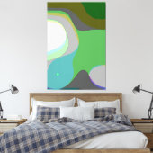 Abstracte art 303 - Groene blauwe gele roovy Retro Canvas Afdruk (Insitu (Slaapkamer))