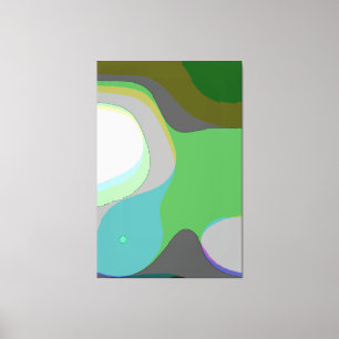 Abstracte art 303 - Groene blauwe gele roovy Retro Canvas Afdruk