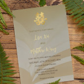 Abstracte Art Beige Chinees Bruiloft Kaart