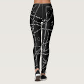 Abstracte Art Black White Lines Circles Minimalism Leggings (Achterkant)