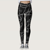 Abstracte Art Black White Lines Circles Minimalism Leggings (Voorkant)
