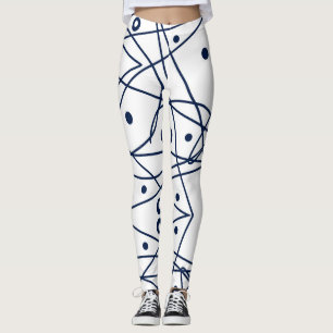Abstracte Art Black White Lines Circles Minimalism Leggings