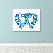 Abstracte Art Blauw en Blauwgroen Canvas Afdruk (Insitu (Houten vloer))