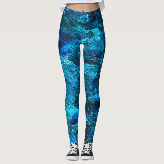 Abstracte Art Blue-Leggings Leggings (Voorkant)