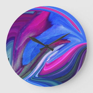 Abstracte Art Blue N roze lederen klok