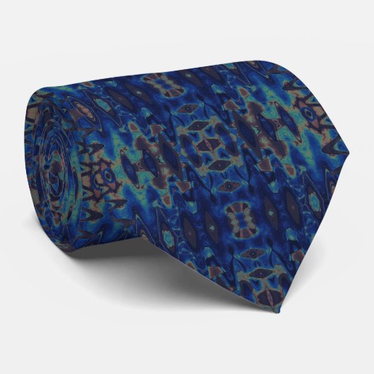Abstracte Art Blue Sine Waves Pattern-Stropdas Stropdas (Opgerold)