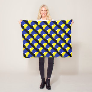 Abstracte Art Blue Yellow Fleece Deken
