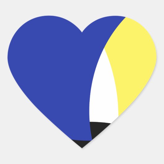 Abstracte Art Blue Yellow Hart Sticker (Voorkant)