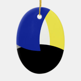 Abstracte Art Blue Yellow Keramisch Ornament