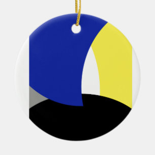 Abstracte Art Blue Yellow Keramisch Ornament