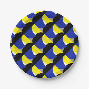 Abstracte Art Blue Yellow Papieren Bordje