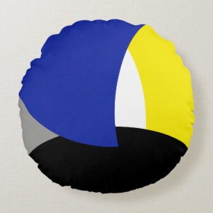 Abstracte Art Blue Yellow Rond Kussen