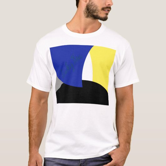 Abstracte Art Blue Yellow T-shirt (Voorkant)
