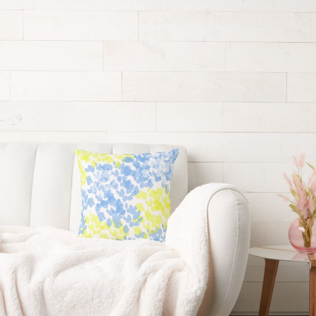 Abstracte Art Blue Yellow White Minimalism Kussen (Bank)