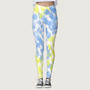 Abstracte Art Blue Yellow White Minimalism Leggings