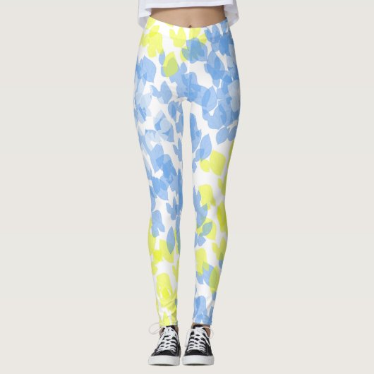 Abstracte Art Blue Yellow White Minimalism Leggings (Voorkant)