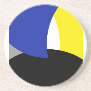 Abstracte Art Blue Yellow Zandsteen Onderzetter