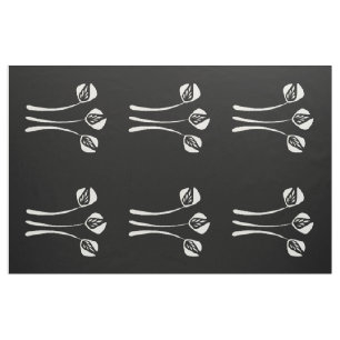 Abstracte Art Deco Wit Zwart Bloempatroon Stof