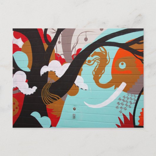 Abstracte Art Elephant en Tree Briefkaart (Voorkant)