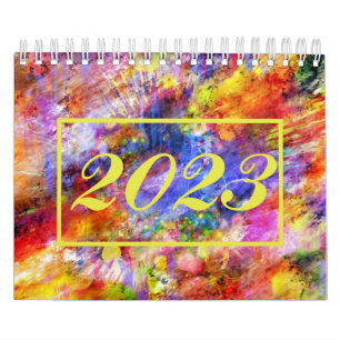Abstracte Art Gold Red Blue Cool 2023 Kalender