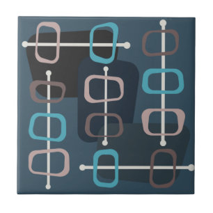 abstracte Art Hollow Rocks Blauwgroen uit 1950 Tegeltje