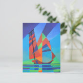 Abstracte art junk boat tegen Deep Blue Sky Briefkaart (Staand voorkant)