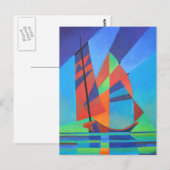 Abstracte art junk boat tegen Deep Blue Sky Briefkaart (Voorkant / Achterkant)