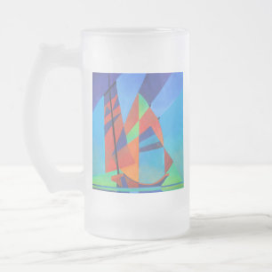 Abstracte art junk boat tegen Deep Blue Sky Matglas Bierpul