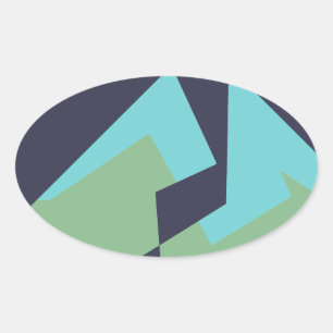 Abstracte Art Turquoise Blue Green Ovale Sticker