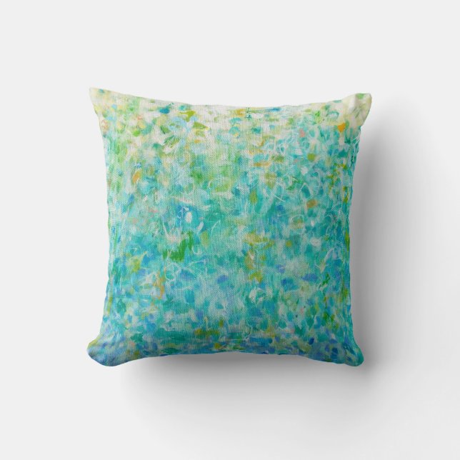 Abstracte Art Turquoise Blue Light Yellow Pillow Kussen (Voorkant)