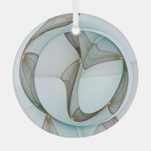 Abstracte Art Turquoise Brown Gold Elegance Cirkel Glas Ornament
