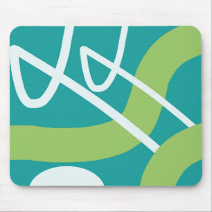 Abstracte Art Turquoise Lime Green White Muismat