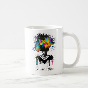 Abstracte artiest Afro Woman   Zwart-wit Koffiemok