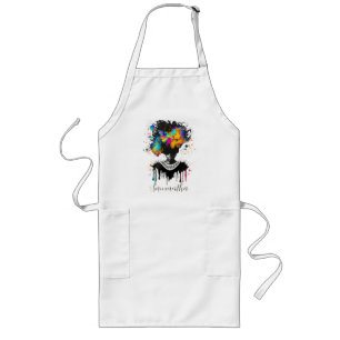 Abstracte artiest Afro Woman Zwart-wit Lang Schort