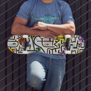 Abstracte artistieke fusie: het kubistische wonder skateboard